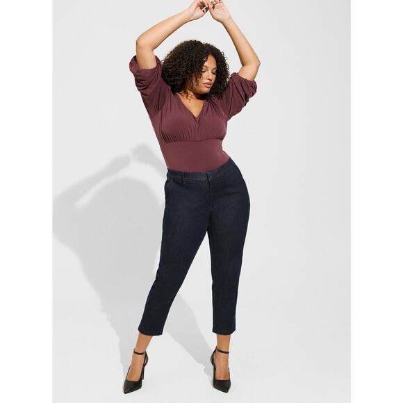 NWT Torrid Studio Knit V-Neck Quarter Sleeve Shirred Sassafras Top Plus Size 4X - Picture 5 of 6